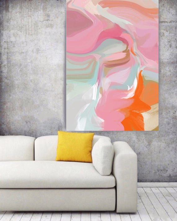 Pure Magic. Abstract Paintings Art, Wall Decor, Extra Large Pink Abstract Colorful Contemporary Canvas Art Print up to 72" by Irena Orlov