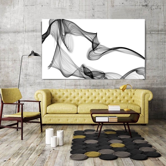 ORL- 7383 Rhythm and Flow-13 Contemporary Abstract Black and White, Wall Decor, Large Contemporary Canvas Art Print up to 72" by Irena Orlov