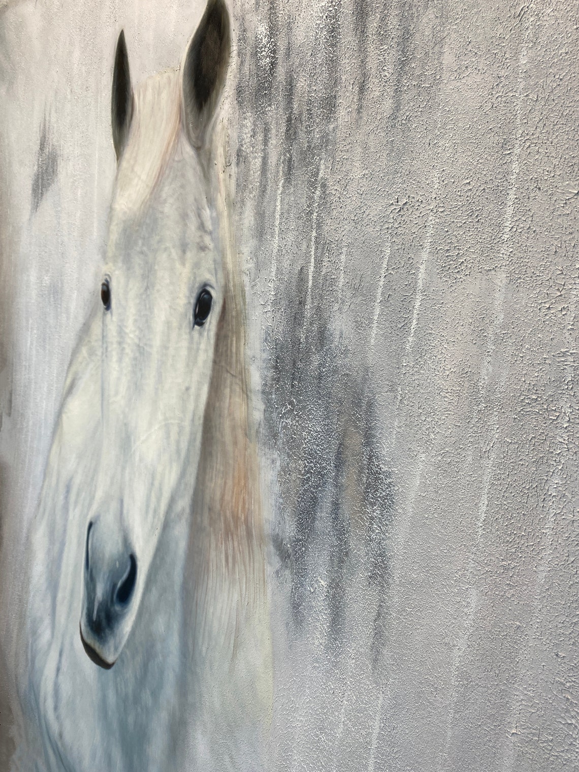 White Western Horse Oil Painting on Canvas White Horse Etsy