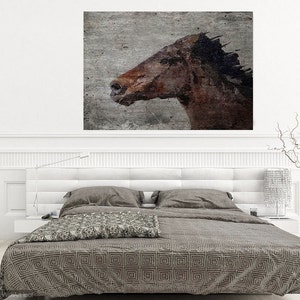 Horse Painting, Horse Art, Horse Print, Horse Wall Art, Running Wild Horse, Horse Wall Decor, Brown Rustic Horse, Large Canvas Art Print