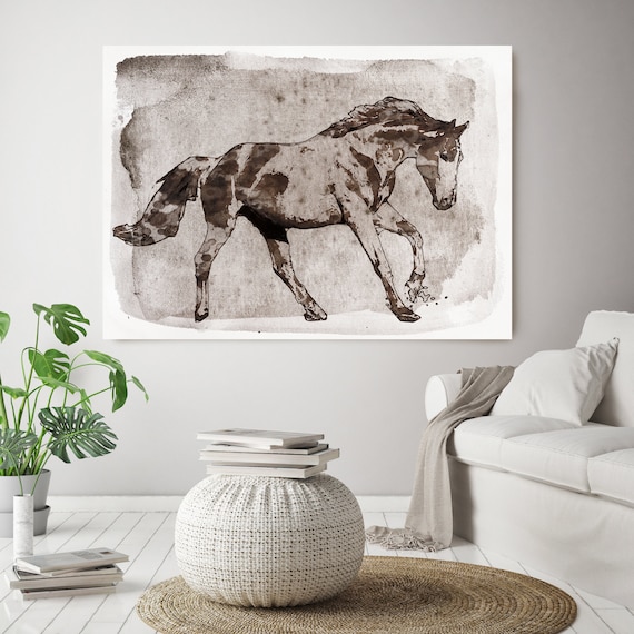 Running Brown Horse. Horse Painting Art Horse Home Decor Horse Canvas Horse Canvas Art Horse Poster Horse Print Horse Horse Wall Decor