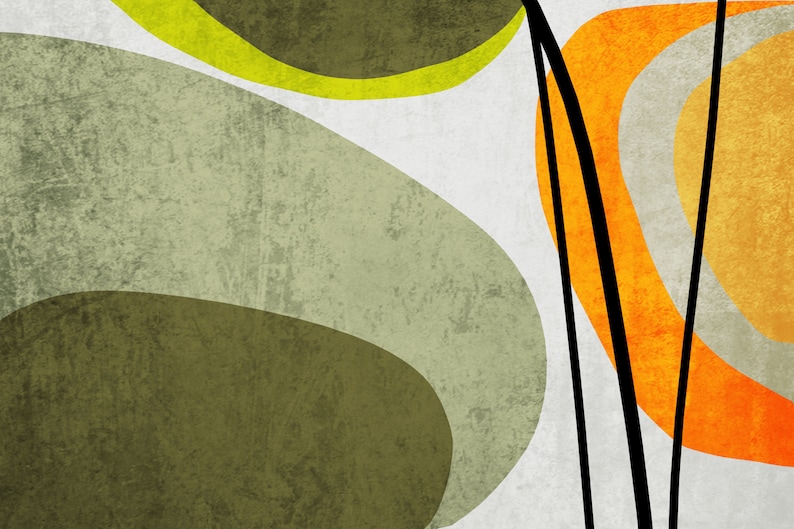 Midcentury Modern Olive Green Canvas Art Print Mid Century Etsy