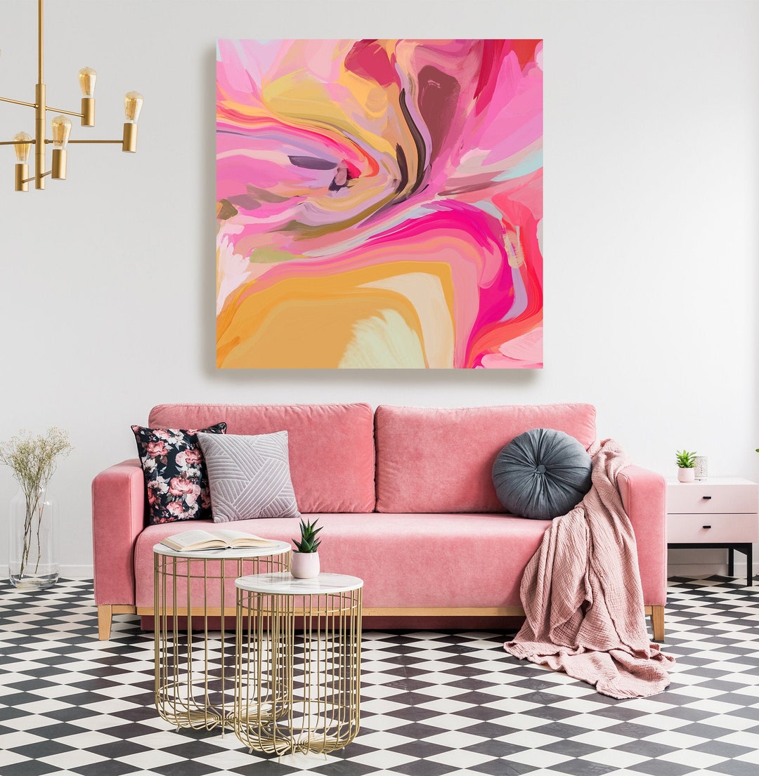 Pink Abstract Fine Art Canvas Abstract Art Contemporary Art Etsy