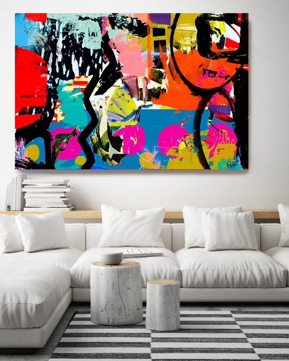 Graffiti Abstract Canvas, Street Art Painting Print on Canvas, Large Canvas Print, Urban Artwork Canvas Print, Intuitive Senses 2