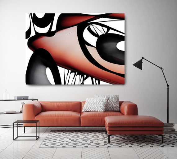 Mid-Century Abstract 13. Mid-Century Modern Red Black Canvas Art Print, Mid Century Modern Canvas Art Print up to 72" by Irena Orlov