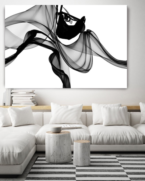 Black and White Minimalist Art, Abstract Art, Black White Giclee, Black Painting Canvas, Modern Home Decor, Canvas Art Print