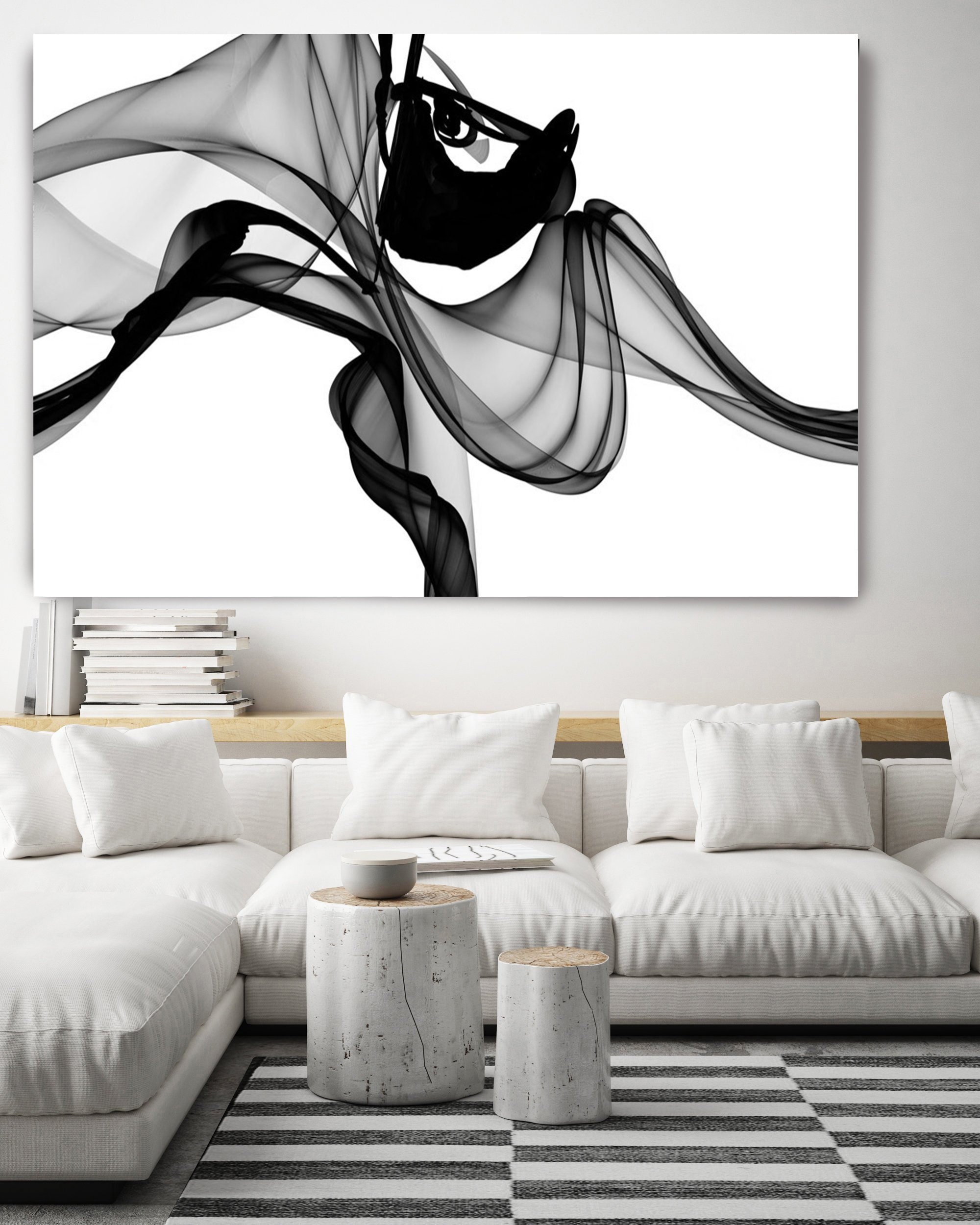 Black and White Minimalist Art, Abstract Art, Black White Giclee, Black