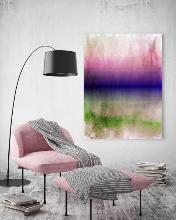 Abstract Minimalist Rothko Inspired 01-1. Purple Pink Green Watercolor Abstract, Large Abstract Canvas Art Print up to 72" by Irena Orlov