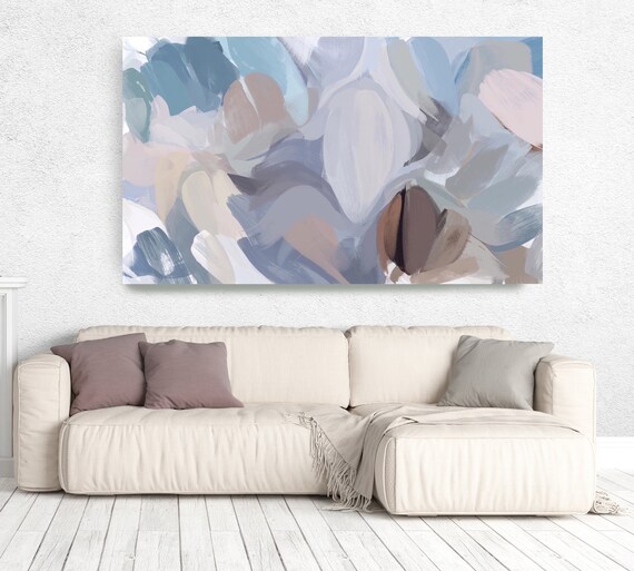 The Color Movement 19, Original abstract painting blue large Abstract, Blue brown white Abstract, blue Painting 80" by Irena Orlov