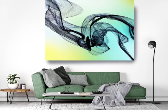 Green Yellow Flow Modern Abstract Wall Art Decor, Abstract Canvas Print Modern Trendy Wall art Luxury Abstract Painting, The Invisible World