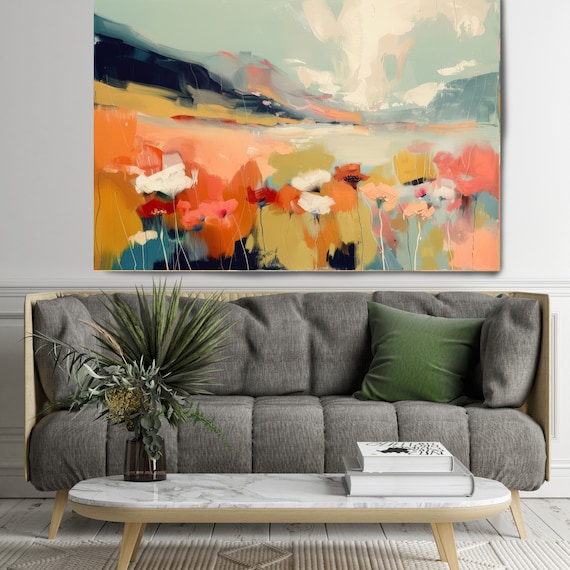 Landscape painting, landscape wall art, landscape art print, landscape Canvas Print, Wildflower Waltz-4, Scenic Art