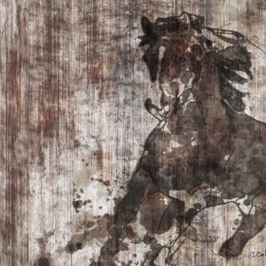 Running Horse. Extra Large Horse, Unique Horse Wall Decor, Brown Rustic Horse, Large Contemporary Canvas Art Print up to 72 by Irena Orlov image 2