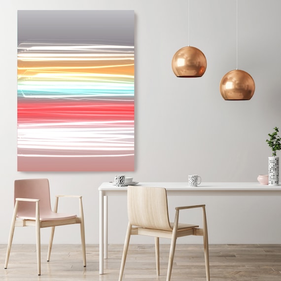 Mysterious Light 35-2, Neon Red Blue Yellow Pink Contemporary Line Wall Art, Extra Large New Media Canvas Art Print up to 72" by Irena Orlov