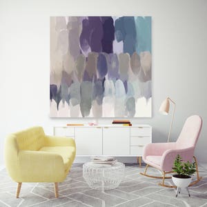 Mix feelings. Geometrical Abstract Art, Wall Decor, Extra Large Abstract Purple Contemporary Canvas Art Print up to 48&quot; by Irena Orlov