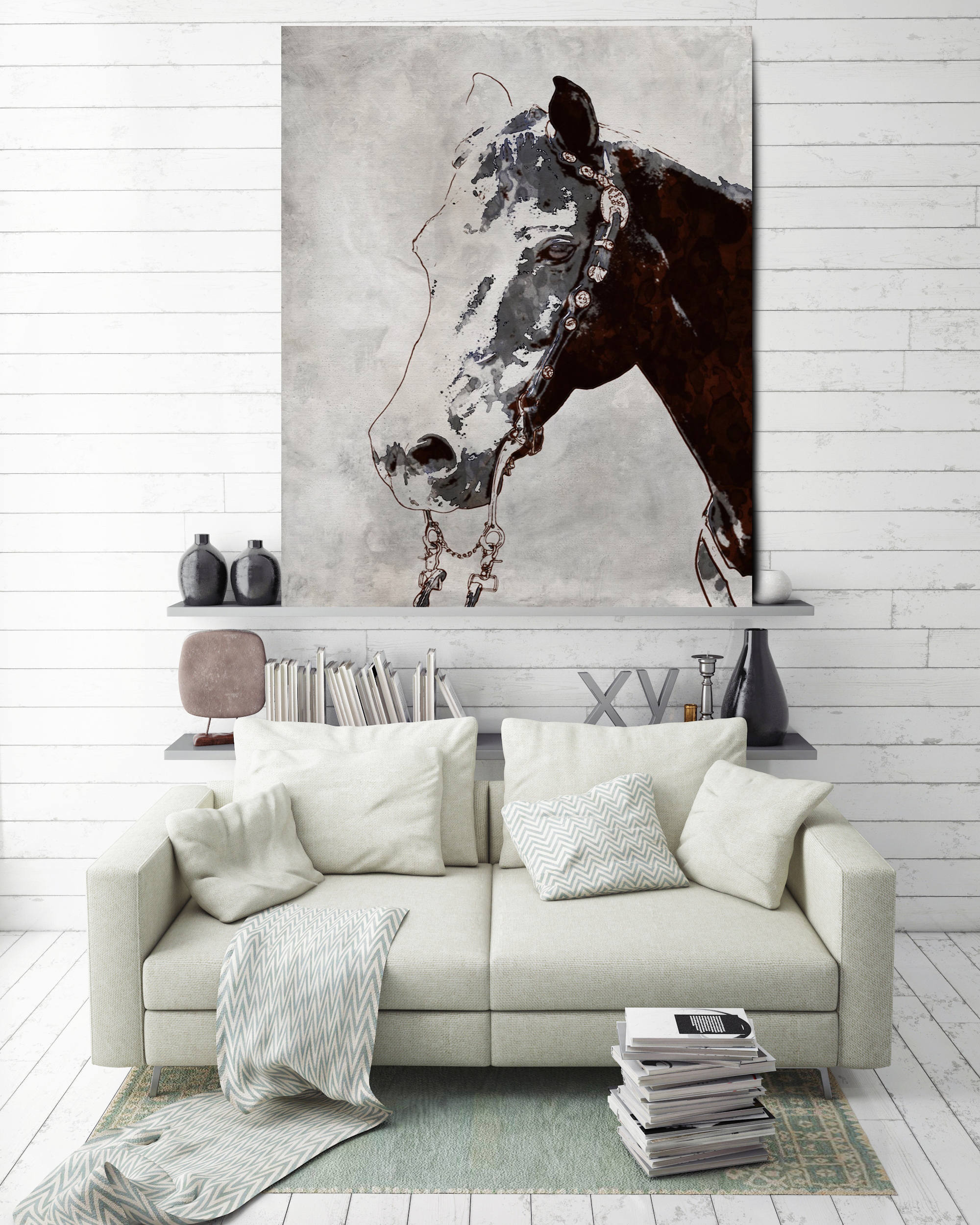 The Morgan Horse 2. Extra Large Horse, Horse Wall Decor, Gray Rustic