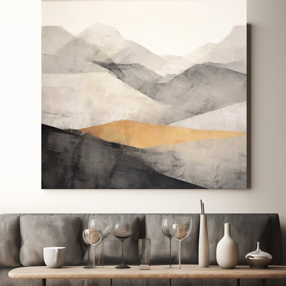 Contemporary Painting, Modern Wall Art, Office Art, Art for Living Room, Large Canvas Art Print Contours of Nature. Landscape Collection-186