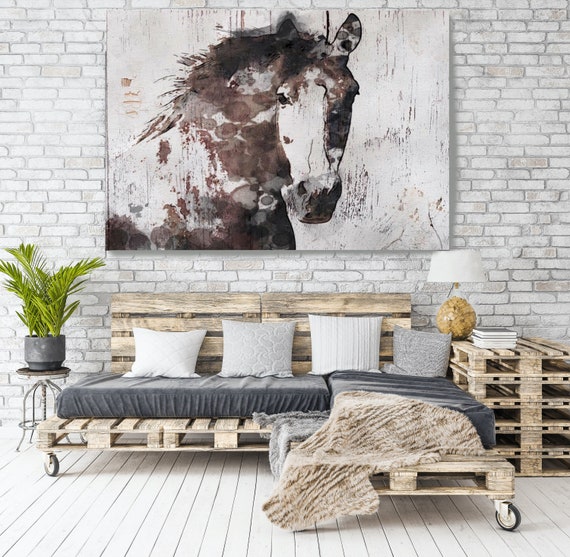 Horse on Wood, Natural Rustic Horse Art Print on WOOD, Gorgeous Horse Art on Wood Equestrian Farmhouse ART Barn Horse, Farmhouse Wall Art