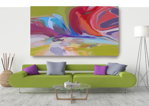 Desert Mirage 14-2, Original Green Red Painting, Canvas Art, Abstract Art, Abstract, Painting On Canvas, Large Art, Large abstract
