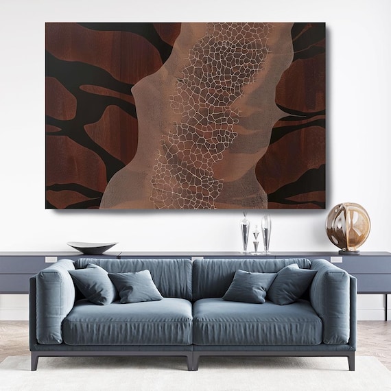 Copper Cascade-16 Contemporary Abstract Painting Print on Canvas, Contemporary Living Room Decor, Office Wall Art, Textured Abstract