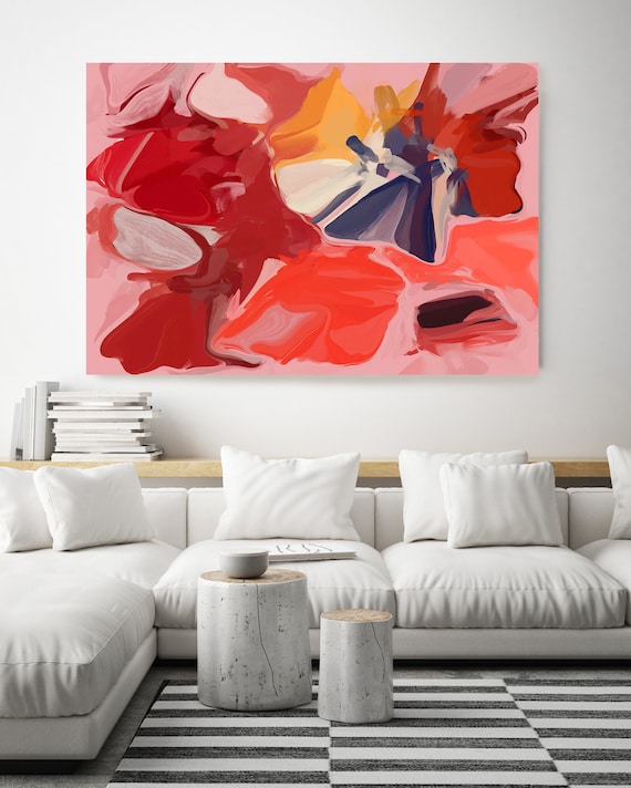 On-trend, Red Blue Large abstract painting Original abstract painting Canvas painting Canvas Print Original painting Large Wall Art