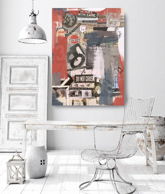 Physical Manipulation, Collage Wall Art, Print on Canvas, Large Canvas Print, Urban Canvas Print, Collage Wall Art, iNDUSTRIAL ART