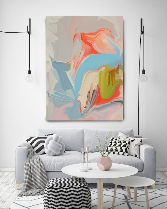 I'm inspired, Original Art, Abstract, Trending Now, Modern, Contemporary, Irena Orlov, Flow Painting, Large Canvas Print, Coral Abstract