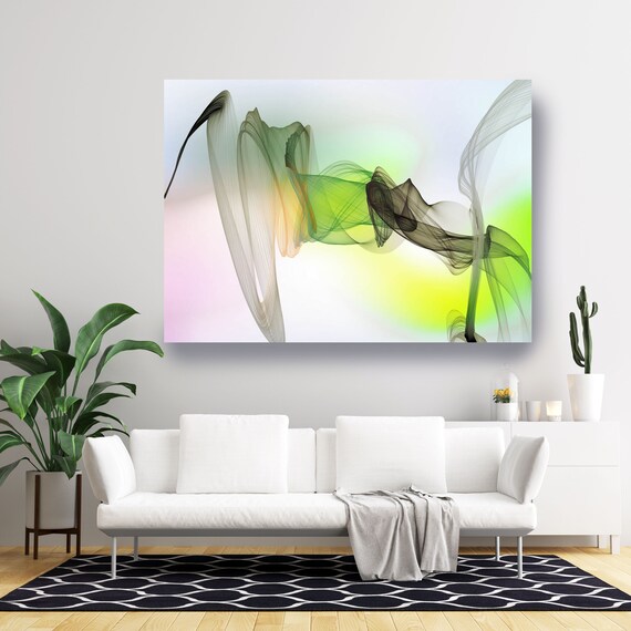 Green Extra Large Wall Art Abstract Art Contemporary Art Large Abstract Canvas Print, Modern Abstract, New Media Gradient 29, Minimalist