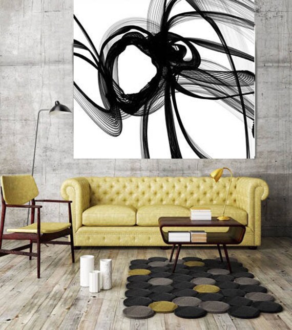 Minimalist Black and White,Contemplation. New Media Abstract Black and White Canvas Art Print, Canvas Art Print up to 50" by Irena Orlov