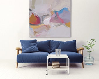 青とグレーの抽象画 青の抽象画 壁アート グレーの抽象画 キャンバス画