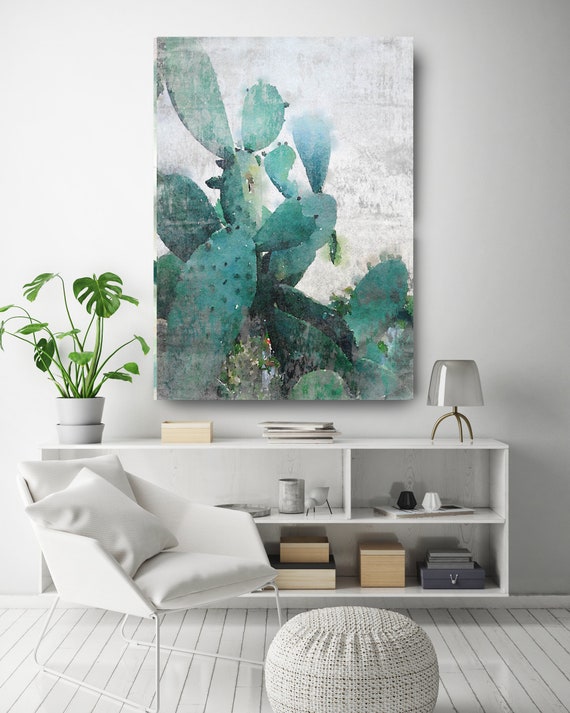 Rustic Cactus. Cactus Watercolor Wall Art, Pale Green Watercolor CANVAS Prints, Cactus Flower Artwork up to 72" by Irena Orlov