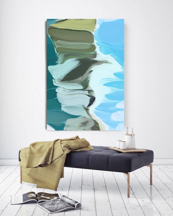 Deep in the Canyon. Abstract Paintings Art, Wall Decor, Extra Large Abstract Blue Contemporary Canvas Art Print up to 72" by Irena Orlov