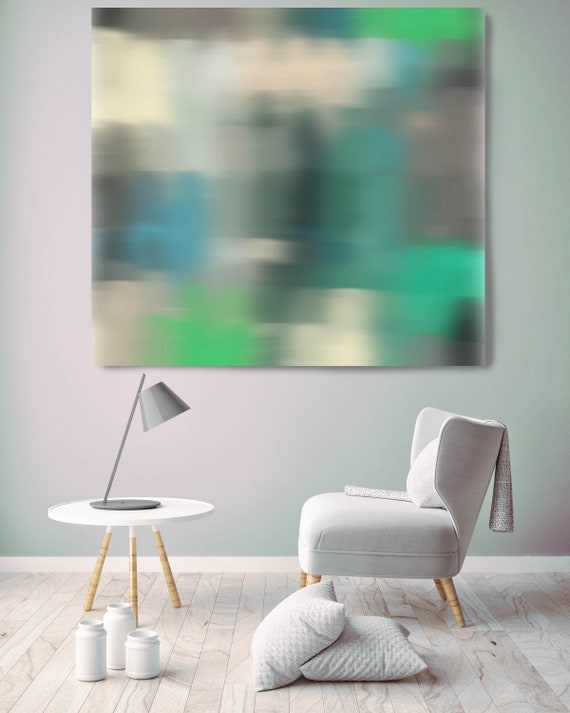 3D Blurred Boundaries - Green Abstract Expressionism N7. Canvas Art Print by Irena Orlov