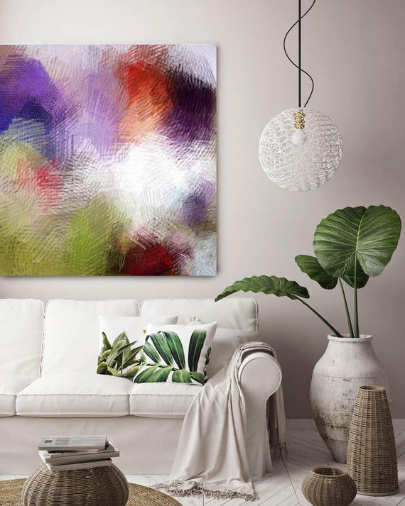 Present Moment. Green Purple Red Abstract Paintings Art, Extra Large Abstract Contemporary Canvas Art Print up to 48" by Irena Orlov