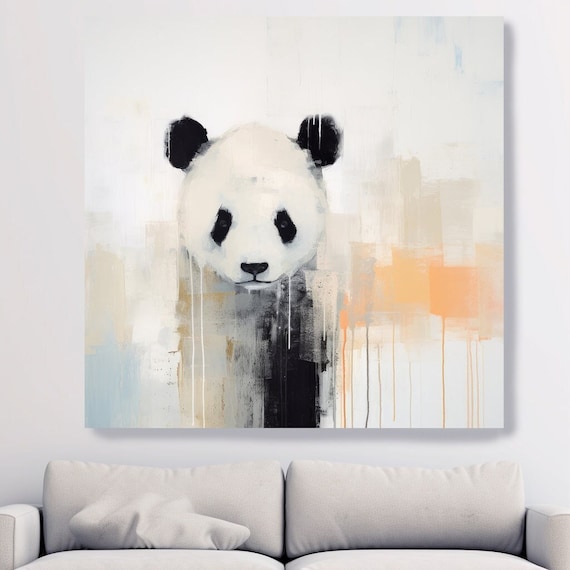 Panda Canvas Print | Graffiti Panda Wall Art | Unique Gift For Panda Lovers | Panda Home Decor | Colorful Animal Paintings | Minimalist Art