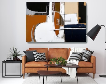 Chaos Construct-2 Abstract Coper Black Canvas Art Print Minimalist abstract Wall decor Brown Abstraction Canvas Print
