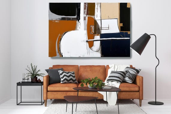 Chaos Construct-2 Abstract Coper Black Canvas Art Print Minimalist abstract Wall decor Brown Abstraction Canvas Print