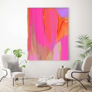 Factor Turbo Pink Orange Neon abstract painting Original abstract painting Canvas painting Large Canvas Print Painting Large Wall Art