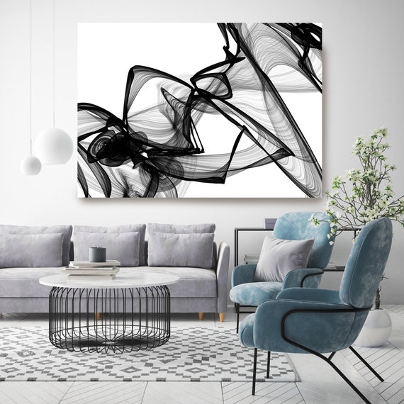 Abstract Black White New Media Painting on Canvas, It Was Me, Minimalist 72 x 44", Minimalist Large Abstract Painting, INVEST IN ART