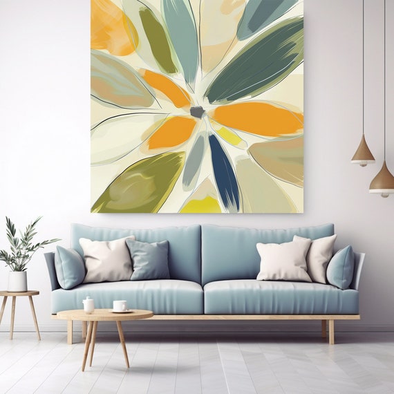 Petals in Motion-2 Canvas Print | Abstract Botanical Canvas | Muted Wall Decor | Contemporary Artwork |Botanical Canvas Print
