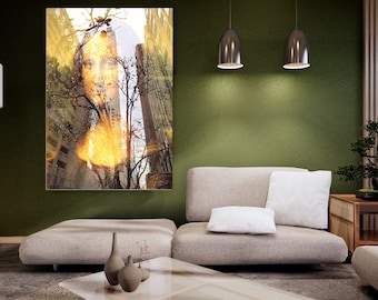 Mona Lisa by Leonardo Da Vinci Altered, Modern Mona Lisa, Beautiful Woman Wall Decor, Living Room Wall Decor, Mona Lisa Urban Canvas Print