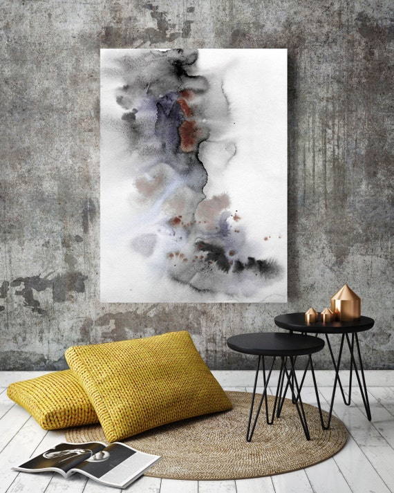 ORL-7970-2 Wind Power. Watercolor Abstract, Wall Decor, Extra Large Abstract Colorful Contemporary Canvas Art Print up to 72" by Irena Orlov