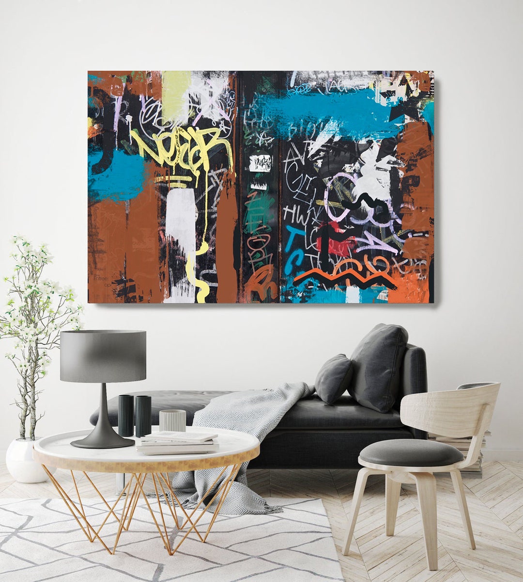 Graffiti Street Art, Colorful Street Art Painting Print on Canvas ...