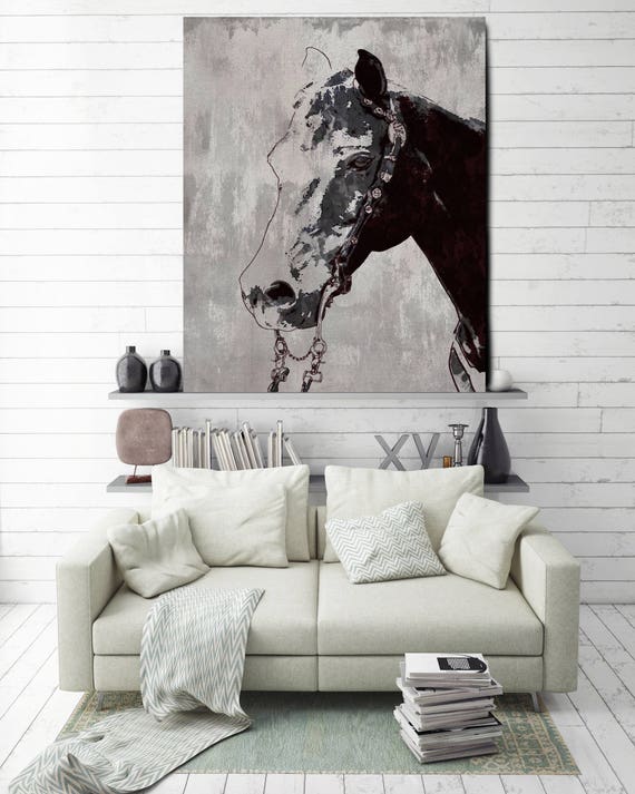 The Morgan Horse. Extra Large Rustic Horse, Equine Wall Decor, Black Rustic Horse, Large Farmhouse Wall Canvas Art Print up to 72