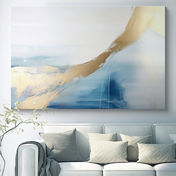 Marine Melodies-12 / Abstract Coastal Canvas Print, Large Wall Art, Textured Beach Canvas Print,Custom Blue Wall Art Living Room Decor