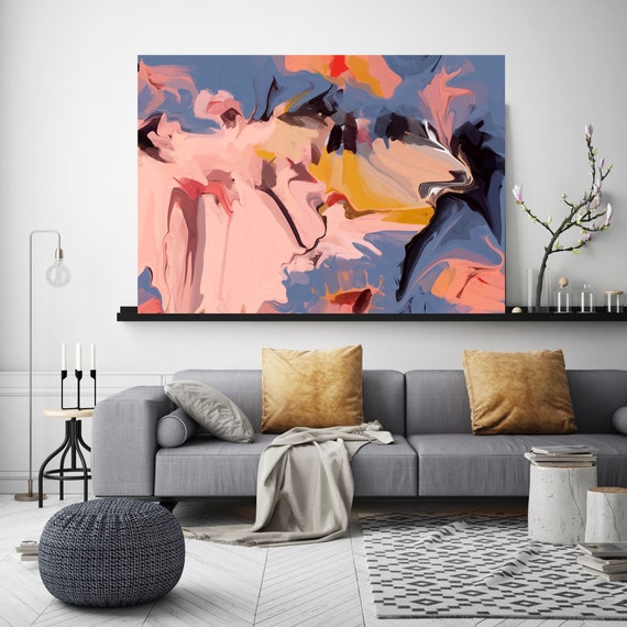 Sprinkled with true happiness 5, Abstract Painting Extra Large Abstract Hand Painted Acrylic Painting Pink Contemporary Canvas Print