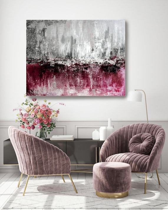 Silver Blueberry Abstract Painting Modern Art Abstract Painting Extra Large Silver Painting Extra Large Abstract Canvas Print