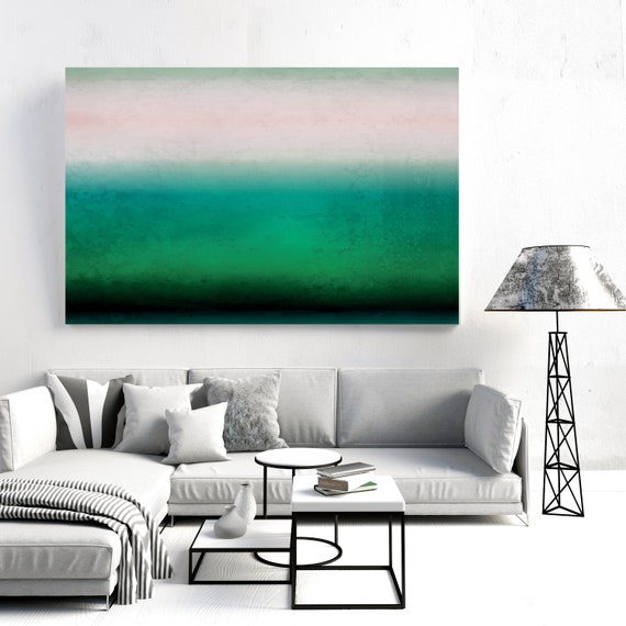 Abstract Minimalist Rothko Inspired 01-24, Abstract Landscape Painting, Abstract Painting, Pink and Green Art, Irena Orlov, Landscape Art