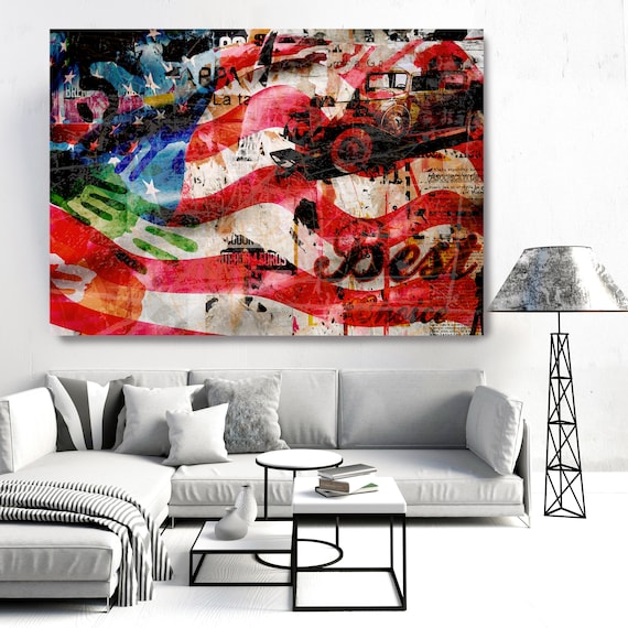 Graffiti Art - Urban Wall Art - Contemporary Wall Art - Urban Art - Large Abstract Art Textured Painting America's Best Choice Canvas Print