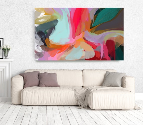 The Color Movement 11, Abstract Painting Modern Wall Art Painting Canvas Art Print Art Modern Pink Red Blue Green up to 80" by Irena Orlov