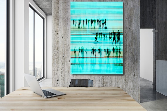 Going To Work 3,  Art for Your Office, Office Wall Art, Teal Corporate Office Decor, Extra Large Canvas Art Print up to 72" by  Irena Orlov